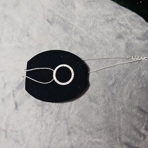 Silvertone Circle Pendant Necklace - Silver